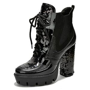 Black Sequin Ankle Boots